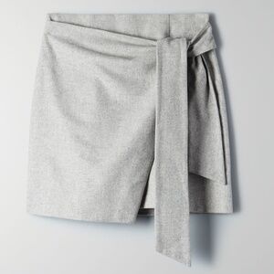 Aritzia Wilfred wrap-front skirt Grey wool & cashmere